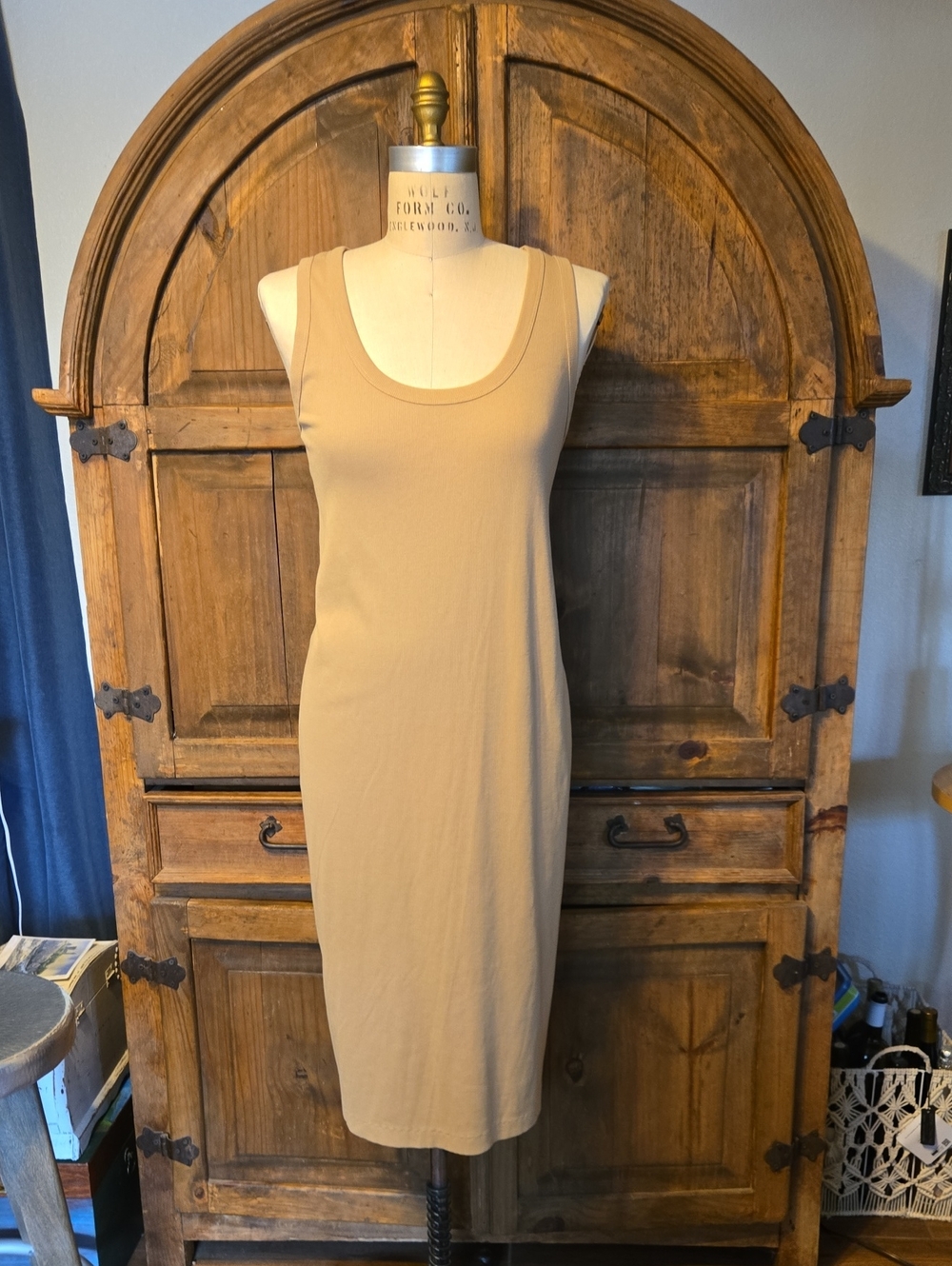 Universal Thread Sleeveless Midi Tank Dress in Beige